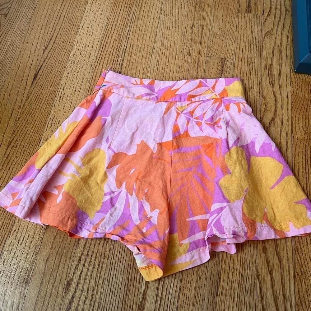 Stradivarius Pink and Orange Women's Shorts Size 0 Resortwear Linen Blend - Picture 3 of 4